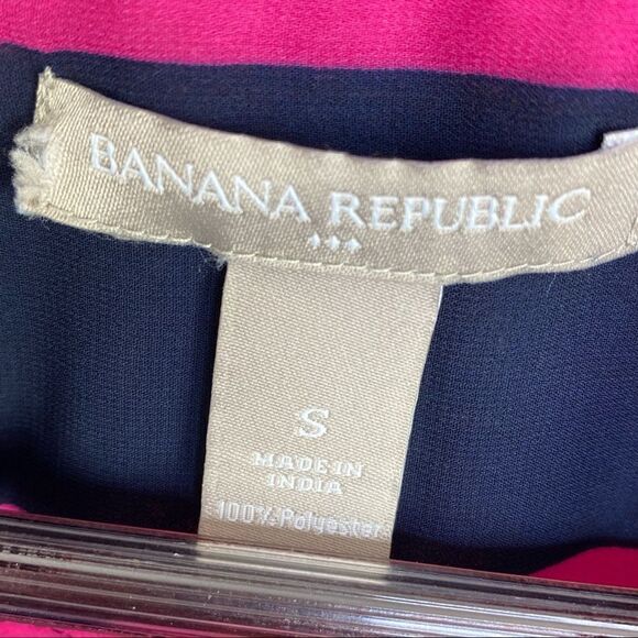 Banana Republic Sheer Rugby Stripe Button Front Shirt Small Pink Black - Picture 9 of 9